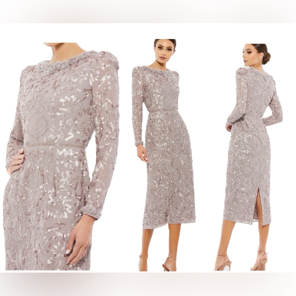 MAC DUGGAL 93595
Light Purple Embellished High Neck Puff Sleeve Dress Sz 10